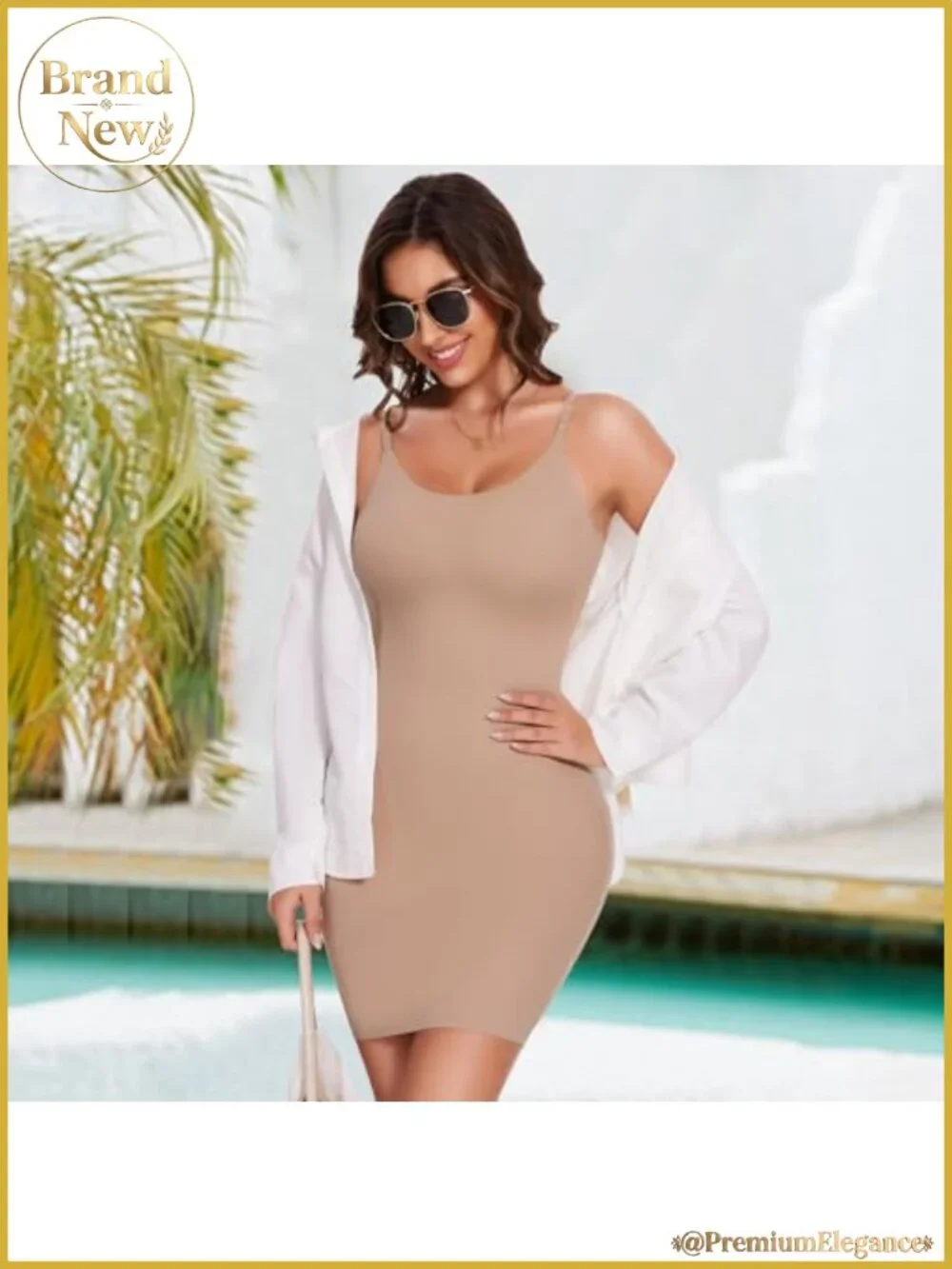 Full Slip Body Shaper for Women U-Neck Adjustable Straps Shapewear Slip Dress